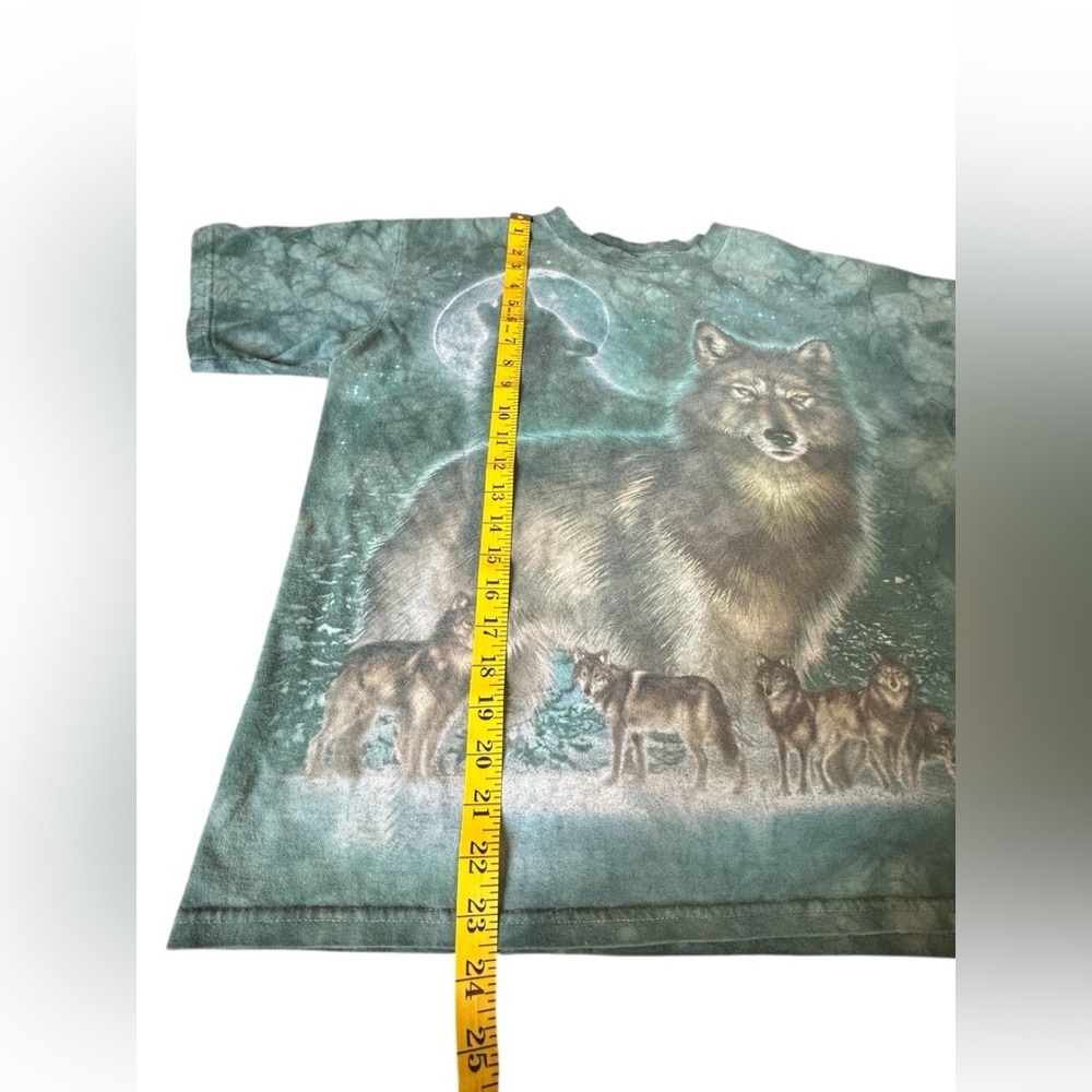 Vintage Wolf Moon Tee Tie Dye Small Liquid Blue Style Faded Graphic - Picture 3 of 10